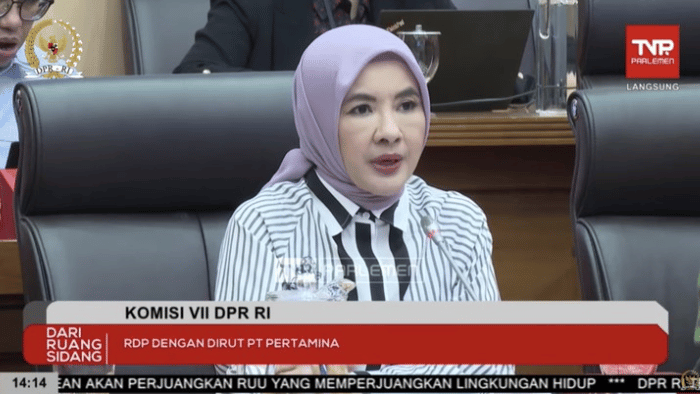Komisi VII DPR RI RDP dengan Dirut PT. PERTAMINA (PERSERO), (Tangkapan layar Youtube TV Parlemen RI). Foto: cnbcindoensia.com