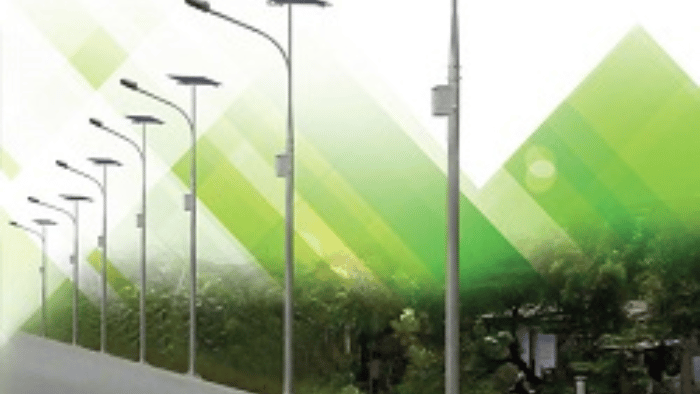 Penerangan jalan yang menggunakan tenaga surya. 